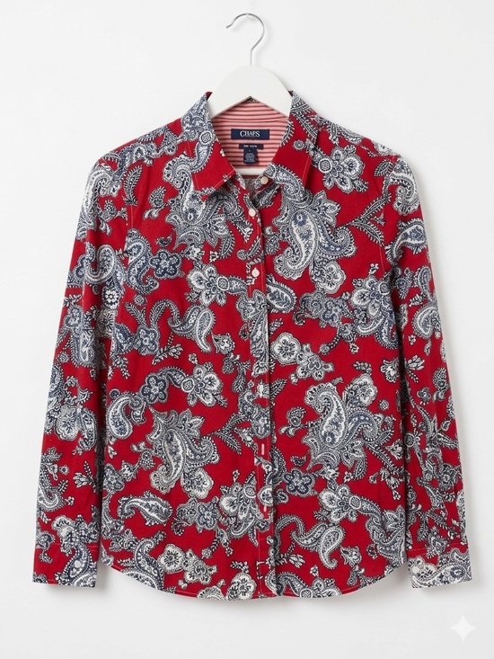 Chaps Other - Chaps Red Paisley Button-Down Shirt with Navy & White Accents